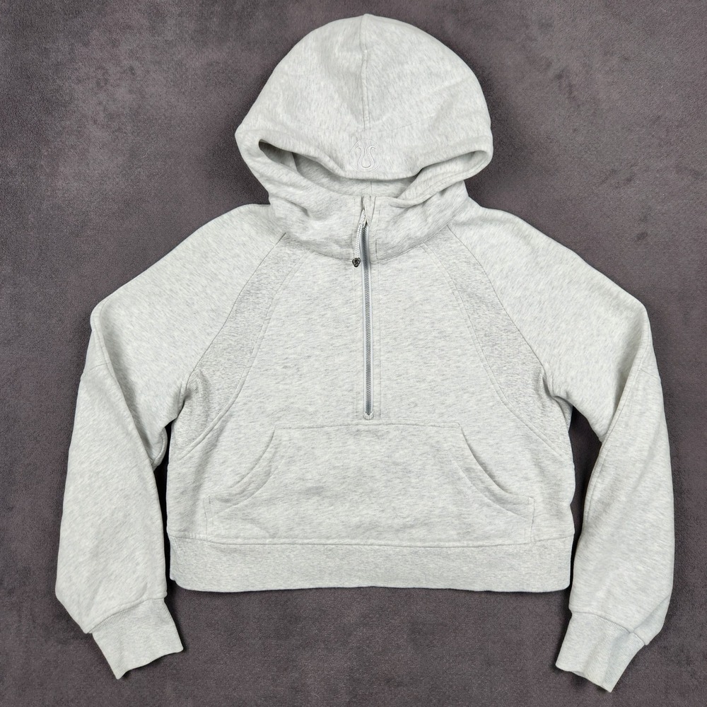 Lululemon Scuba Oversized 1/2 Zip Hoodie Womens XS/S Heathered Gray Cropped